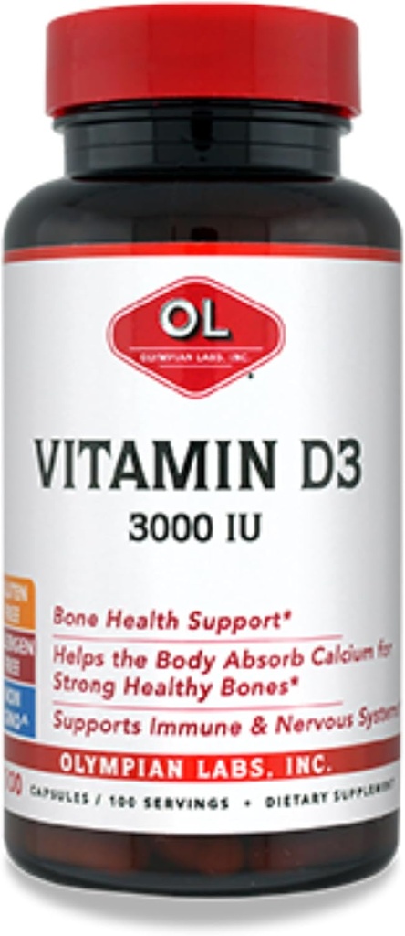 Olympian Labs Vitamine D3 3000 Iu 100 capsules ondersteunen sterke botten