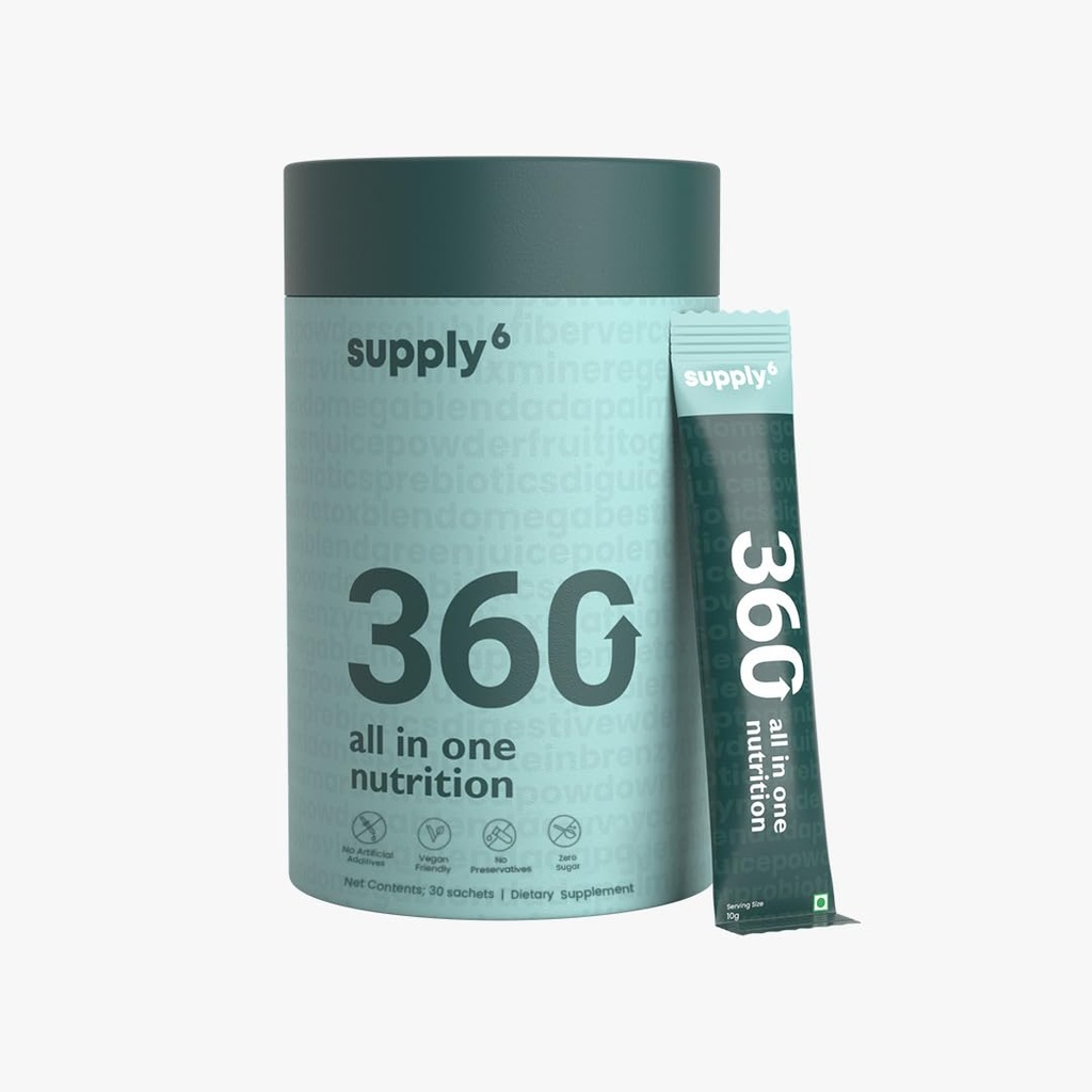AFLEVERING6 360 Greens Powder with 80+ Superfoods, Ayurvedische Kruiden, Vitaminen, Mineralen, Probiotica & Botanicals 