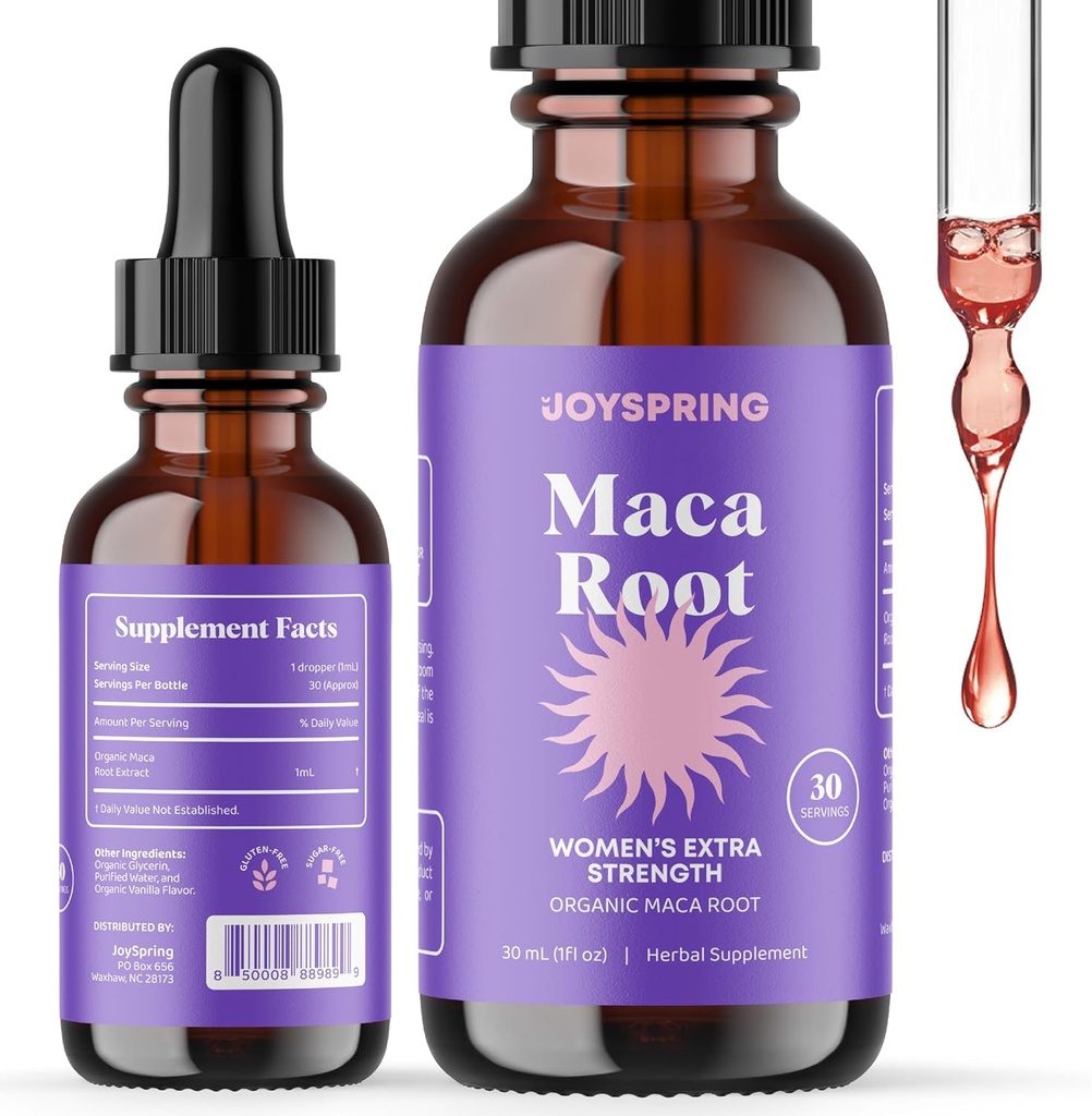 JoySpring Organic Maca Root Liquid Drops for Women 