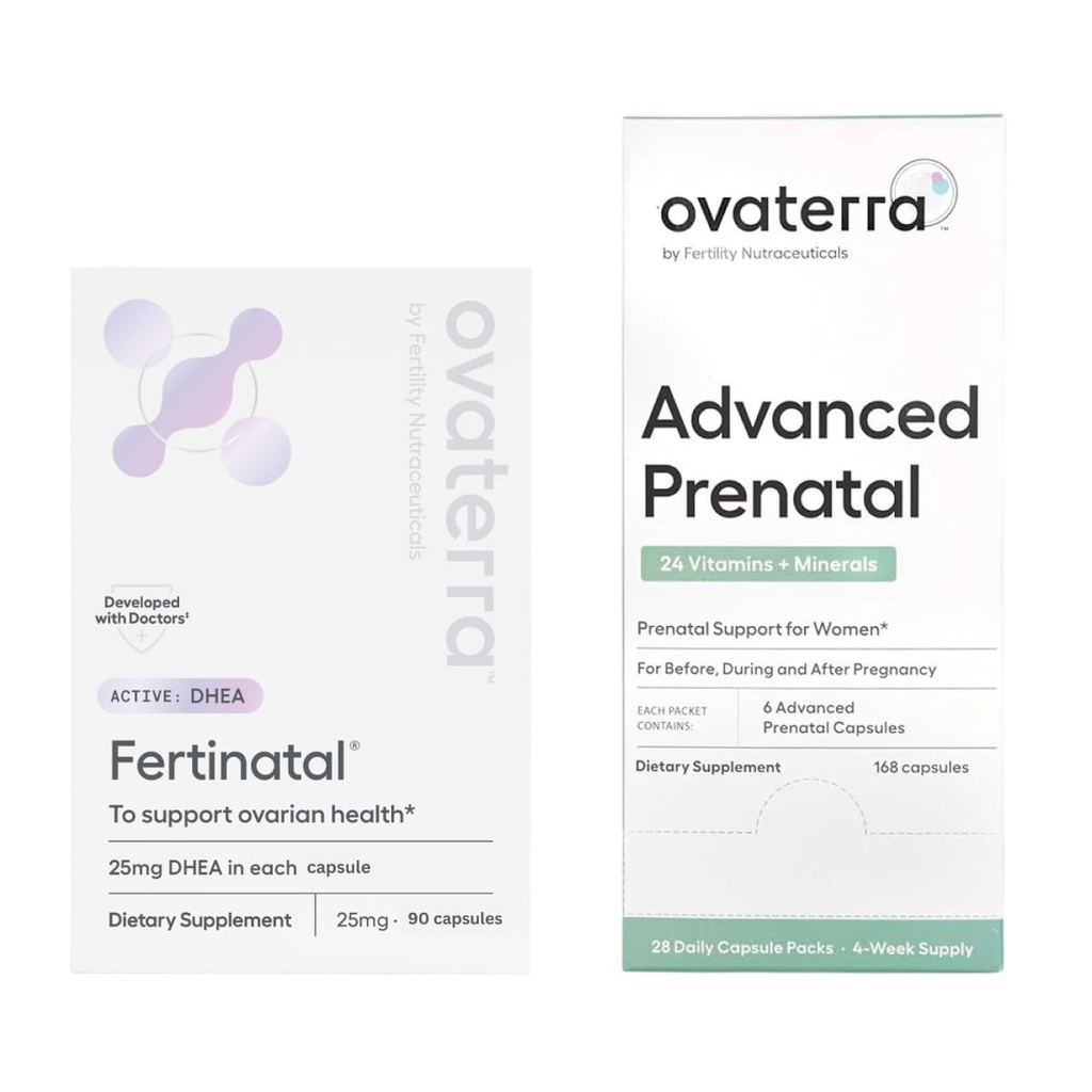 Prental Vitamin Bundle with Micronized DHEA, 550mg Choline, Methylfolaat, Gecheld ijzer & 24 Nutriënten 258 Capsules - 28 Day Supply