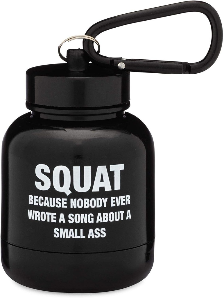 ONMYWHEY - Proteïnepoeder en supplement Funnel sleutelhanger, draagbare to-go container voor de sportschool, trainingen, fitness, & Travel - TSA goedgekeurd, Squat