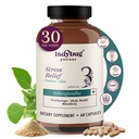 Biologische Mood Pillen - 60 Capsules Biologische Ashwagandha Supplementen voor vrouwen en mannen, Ashwagandha Wortel Capsules met Cordyceps, Heilige Basil & Rhodiola, Verminder Stress, Verhoogt Mood en Cognitieve Functie