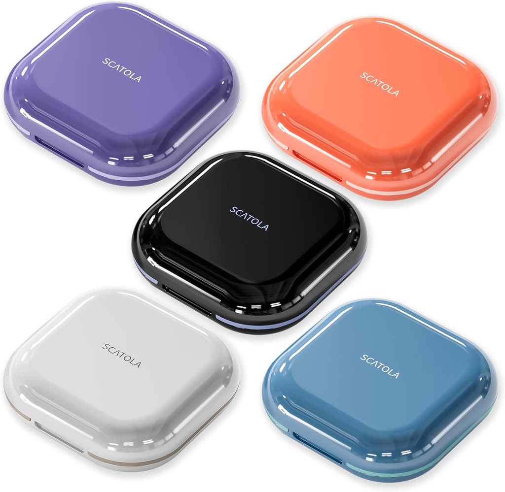 Kleine pil geval 4 Compartments licht grijs paars blauw zwart en roze Set van 5