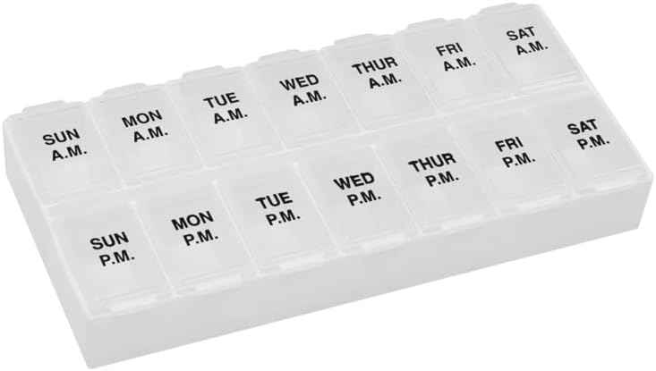 Herinneren N' Time Weekly (7-Dag) AM/PM Pillen Organisator, Vitamine en Medicine Box, Grote Compartementen, 2 keer per dag, Clear Lids