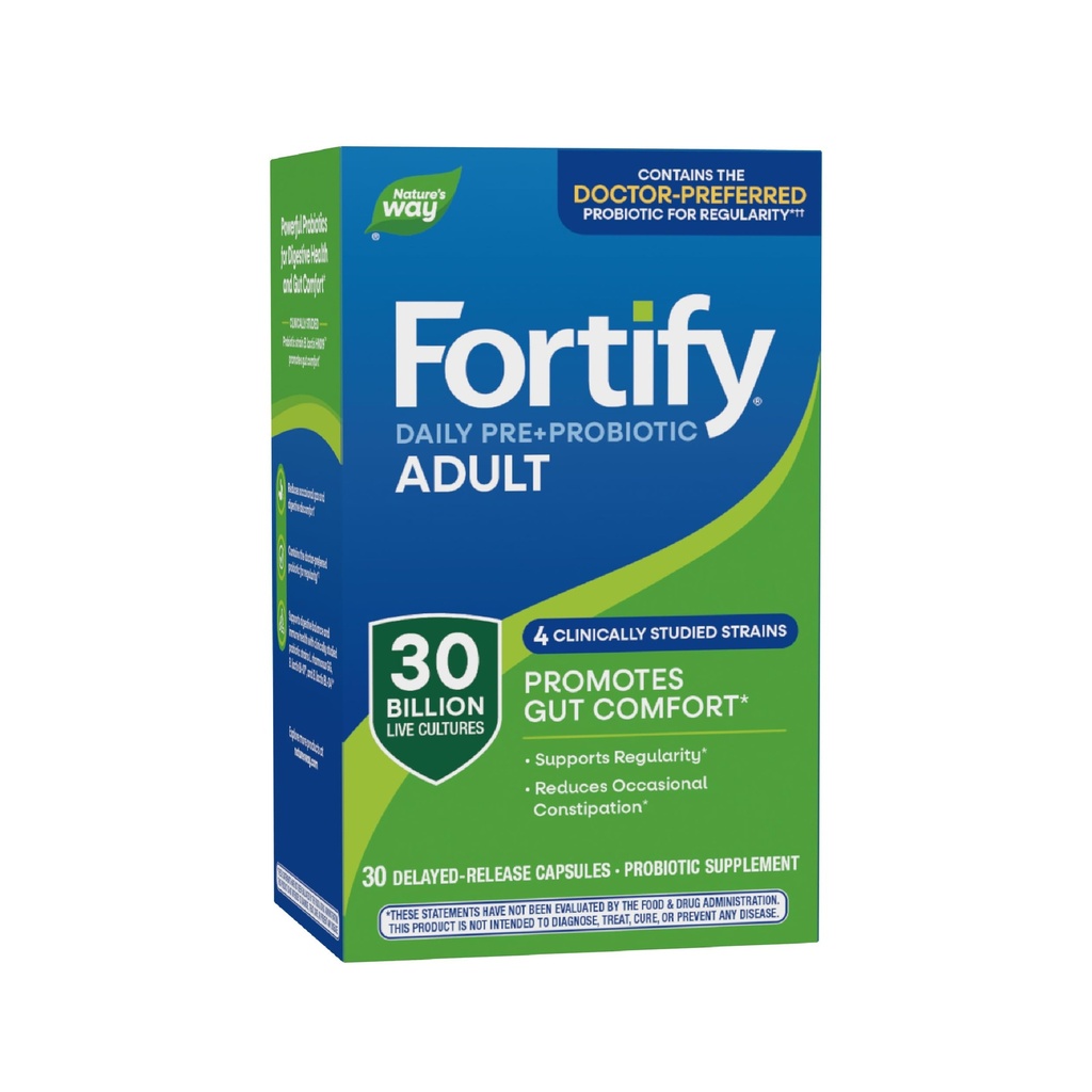 Nature's Way Fortify Daily Pre+Probiotic Adult 30 Billion, Probiotics for Immune and Digestive Health Support*, 30 Billion Live Cultures, 30 Capsules