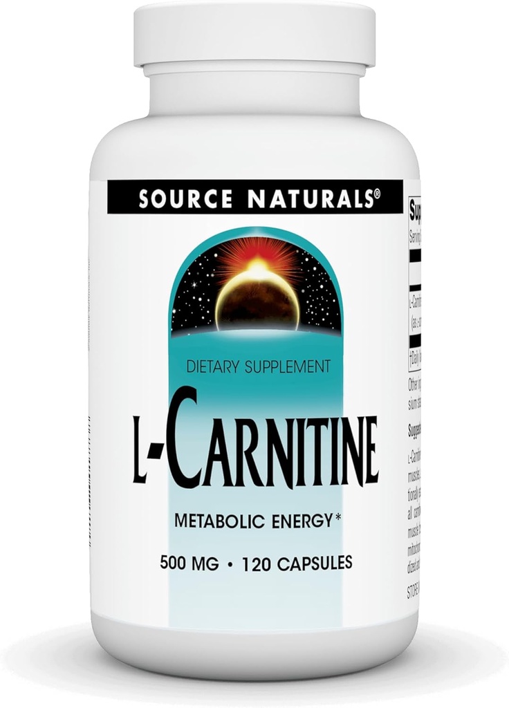 Bron Naturals L-Carnitine 500 mg voor Metabole Energie - 120 capsules