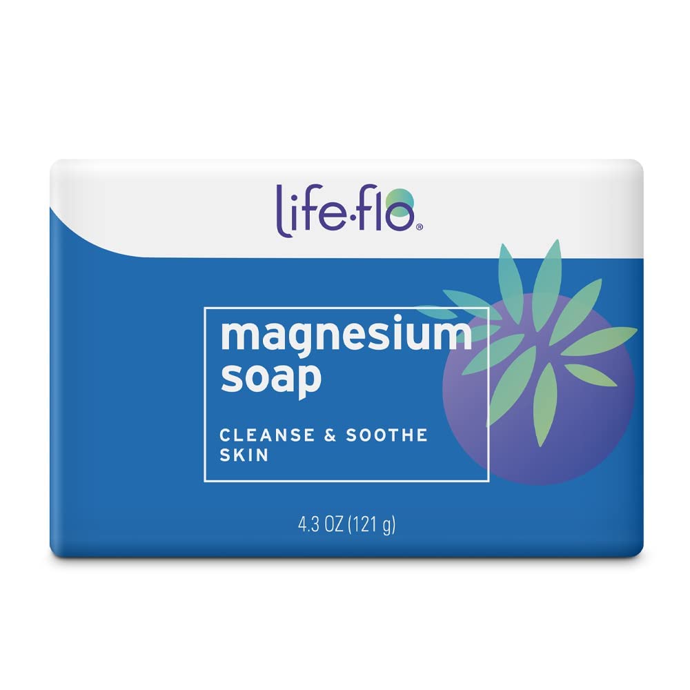 LIFE-FLO Magnesium Bar Zeep Super overdekt met Calming Magnesium Exclusive, Plus Kokosolie en Avocado Olie 
