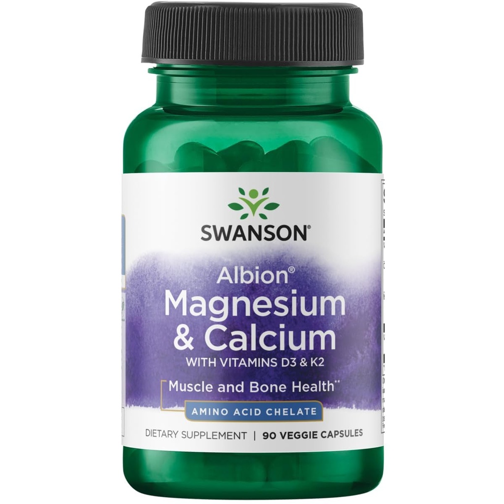 Swanson Albion chelated Magnesium & Calcium 2:1 90 Veg Capsules