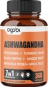 7 in 1 Ashwagandha 8050mg - gecombineerd met Fenegriek, Maca, Kurkuma, Rhodiola, Ginger, en zwarte peper - Mood, sterkte, Spirit en energie Ondersteuning Supplement - 360 Capsules - 12 maand levering