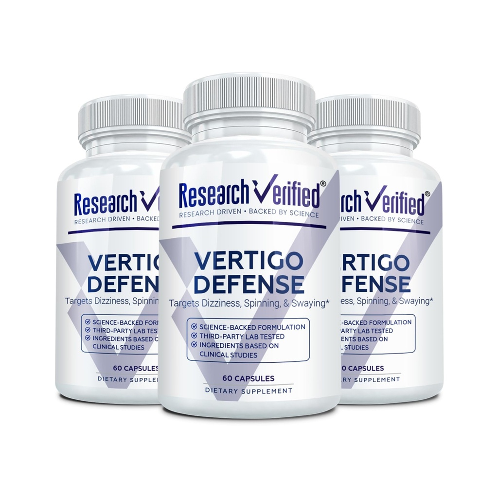 Onderzoek geverifieerd Vertigo Defense - Verzachte symptomen en ondersteuning Innerlijke Oorbalans - Vitamine D3, Gember, Ginkgo Biloba, BioPerine - 180 Capsules