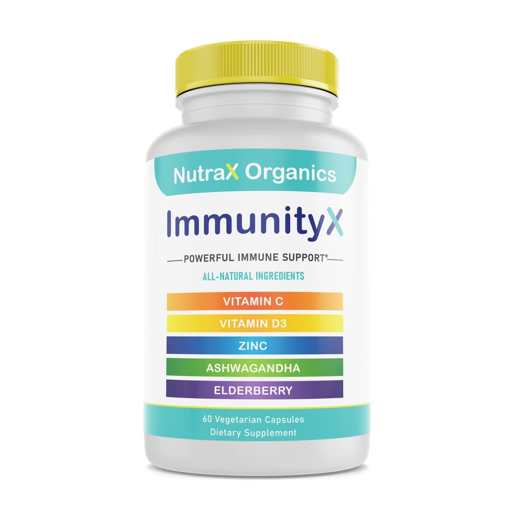 All-in-One Organic Immune Support Supplement 60 Vegan Capsules - Vlierbes 500mg, Ashwagandha 500mg, 400mg Vitamine C en Zink - Vitamine D3 - Immune Boosters voor volwassenen