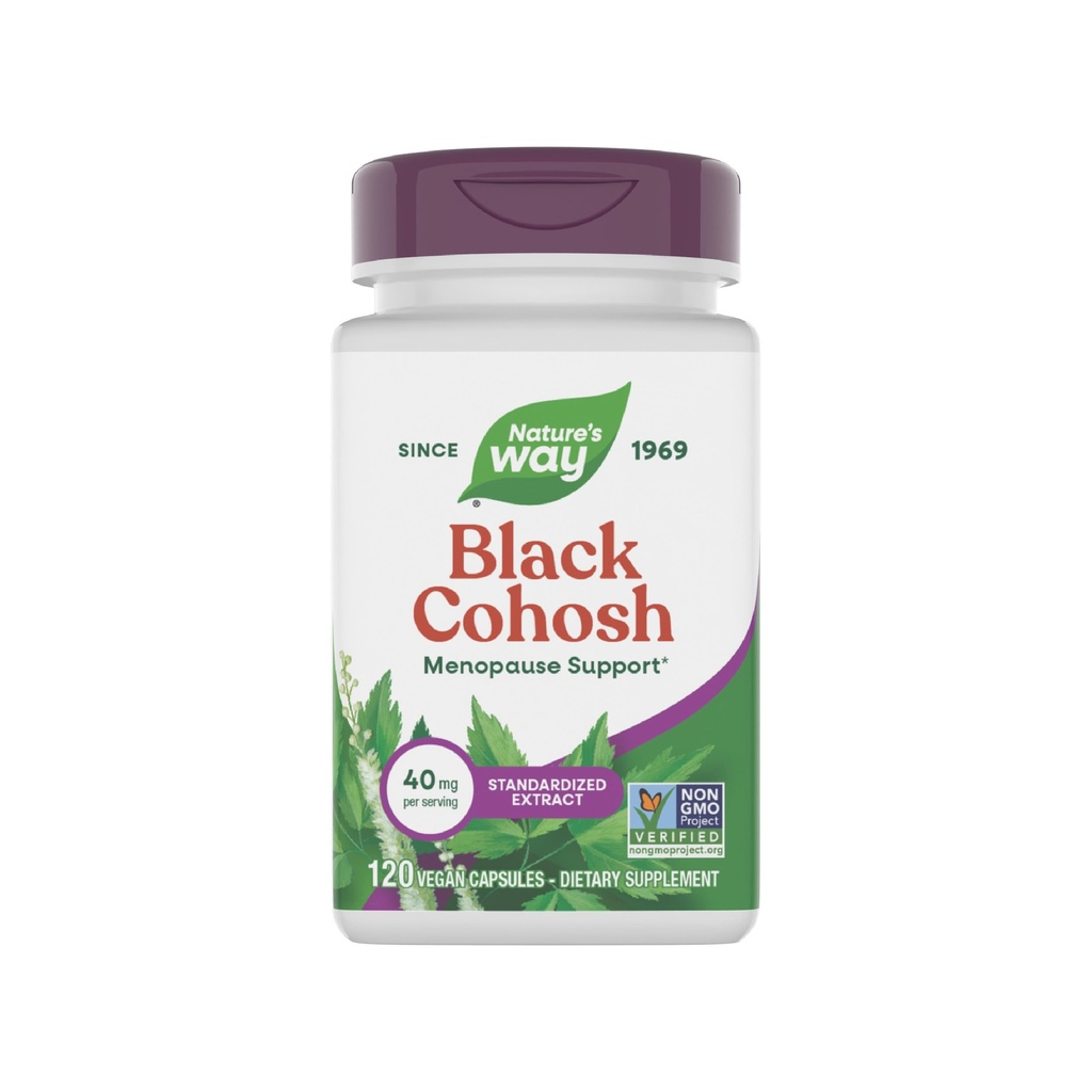 Nature's Way Premium Black Cohosh, Menopauze Ondersteuning voor vrouwen*, 40 mg per portie, 120 Vegan Capsules