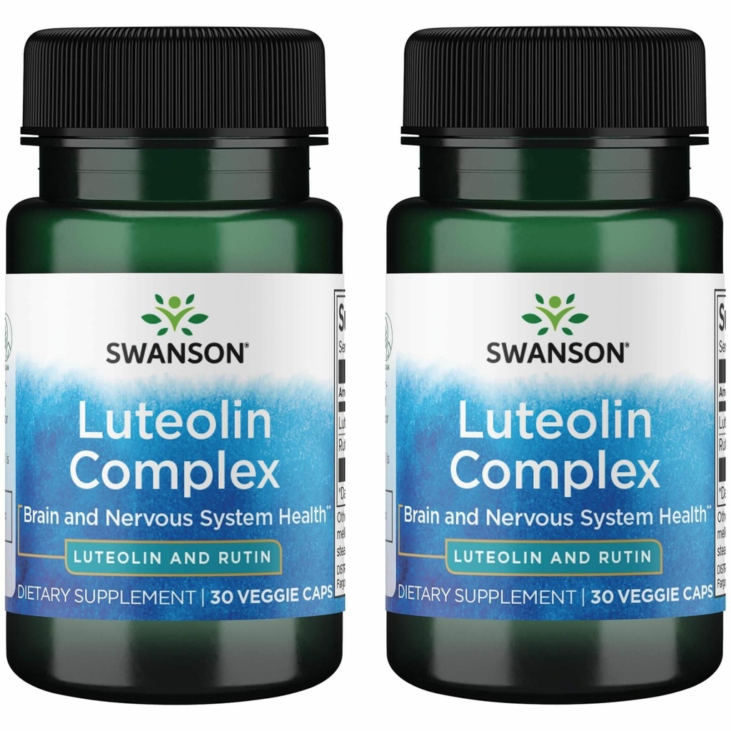 Swanson Luteoline Complex w/Rutin - Brain Support Supplement Promoting Memory, Mood & Cognitive Health - Natural Formula to Help Mainten Zenuwstelsel - (30 Veggie Capsules) 2 Pack