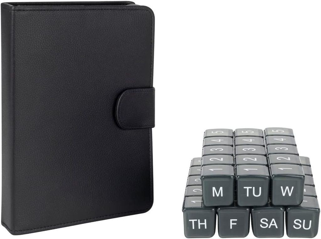 e-pil 5 keer per dag x 7 dagen grote week pil Organisator, vitamine en medicijnen pil Box - met discrete case (zwart)