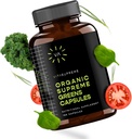 Organische Super Greens Superfood Capsule, Voedingssupplement voor Gut Health, Immune Support, Digestie, Energie, en Meer (Non-GMO, Keto, Vegan) 180 Capsules, 1 Pack