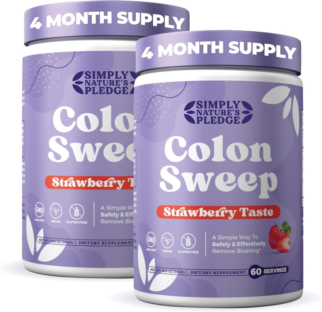 ColonSweep Psyllium Husk Powder Colon Cleanser - Veganistisch, Glutenvrij vezelsupplement - Veilige Colon Reiniging voor Constipatie Relief, Bloating Relief & Gut Health -16 OZ (60 porties) - 2 verpakkingen