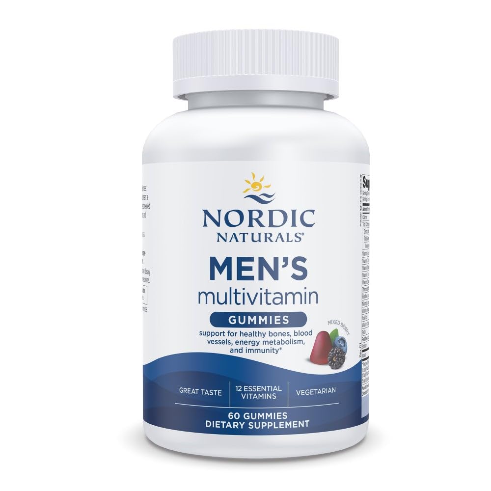 Nordic Naturals Men's Multivitamine Gummies, Mixed Berry - 60 Gummies - Ondersteuning voor gezonde botten, bloedvaten, Energie & Immuniteit - Niet-GMO, Vegetarisch - 30 Serven