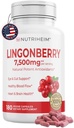 Lingonberry Poeder 7500mg voor urinetrek, bloedcirculatie, Gut Health, Eye Health, Antioxidant Ondersteuning - Pure 5:1 Ratio & 180 Veggie Capsules - Non-GMO, Glutenvrije, Vegan-Friendly Supplement