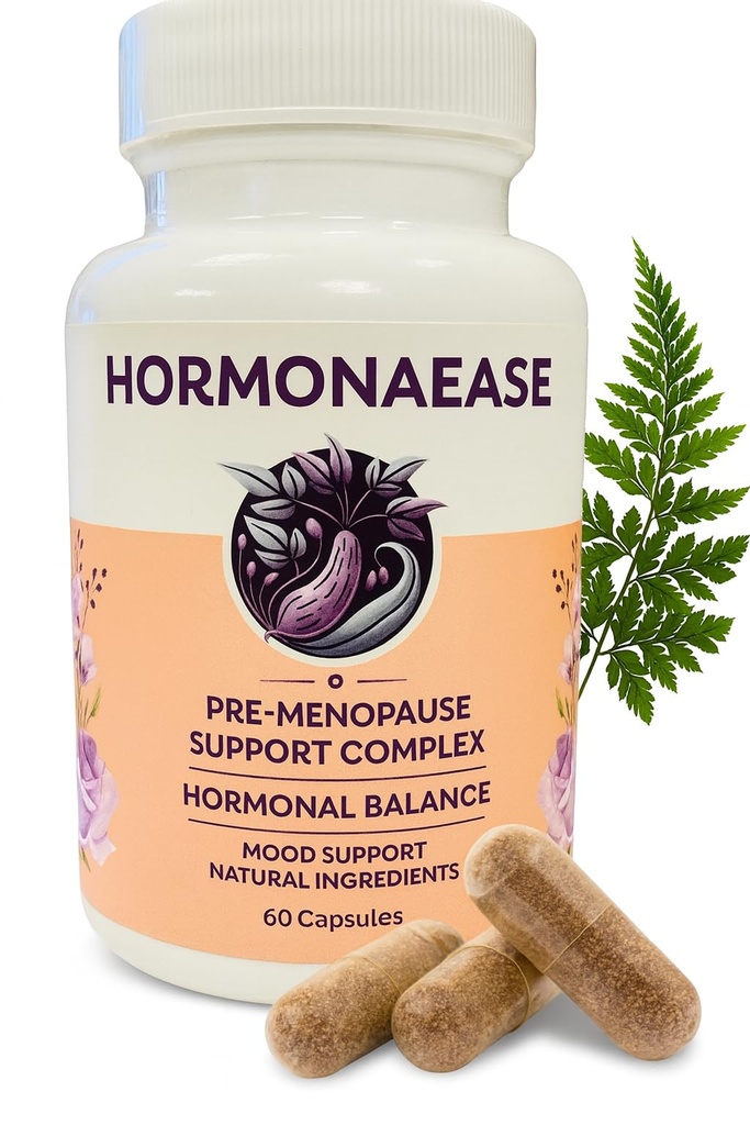 HormonaEase Womens Wellness Supplement Vegan Hormonal Balance, Mood & Energy Support with Maca Root & Dong Quai