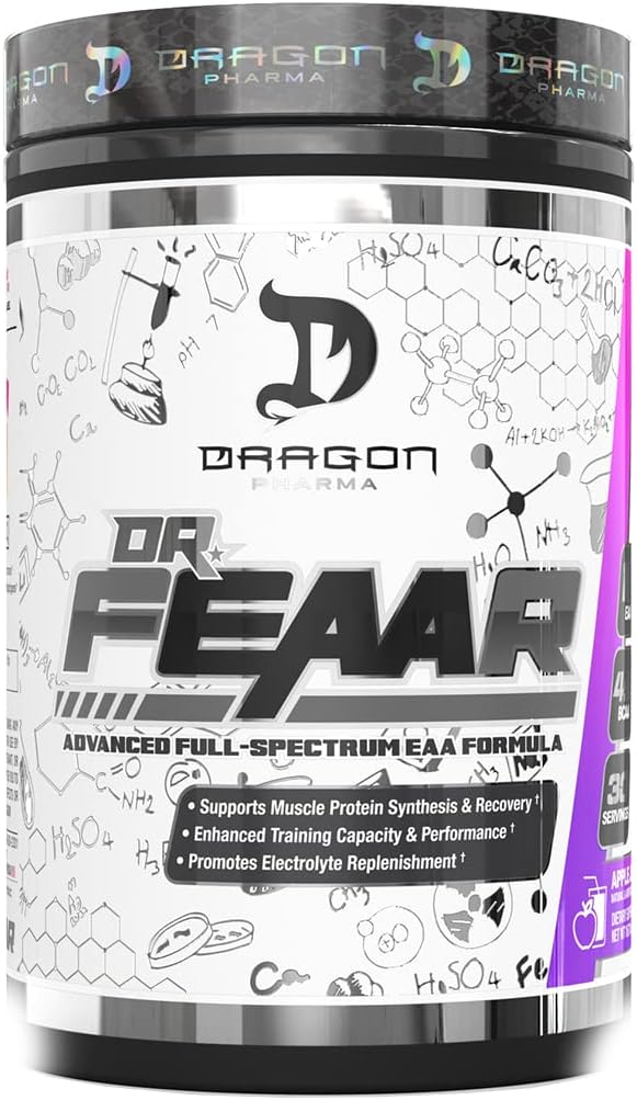 DRAGON PHARMA Dr. FEAAR® Advanced Full Spectrum EAA Matrix, ondersteunt spiereiwitsynthese en herstel, verbeterde trainingscapaciteit en prestaties (30 porties, druivensap)