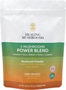 5 Paddenstoelen Power Bland, Organic Powder with Lions Mane, Reishi, Cordyceps, Turkey Tail, Chaga. 100 Gram