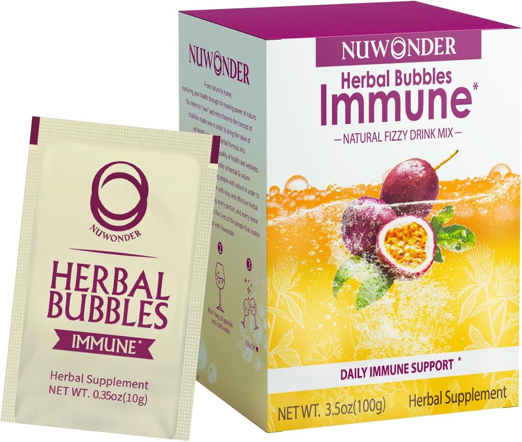 Immuun Booster Fizzy Drink Mix Kruidensupplement gemaakt met Astragalus, Gember, Jujube, Atractyloden, Passiefruit, Geen Kunstmatig, 10 verpakkingen (Extra 1 zakken)