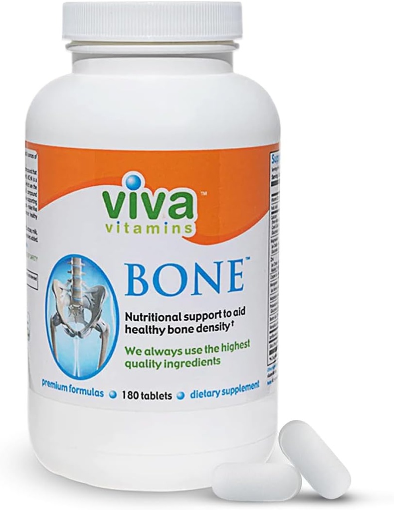 Bone Supplement - Calcium Supplement voor vrouwen en mannen, Bone Health Vitamine D 3 w/Calcium Magnesium Zink, Calcium Magnesium Supplement Ondersteuning voor botdichtheid, Veganistisch, Niet GGO, 180 Tab