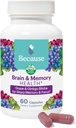 Omdat Hersensupplement voor Geheugen & Focus - Eigen Blend met Ginkgo Biloba - Ondersteunt Cognitieve functie, aandacht & geestelijke helderheid - Veganistisch, Glutenvrij, Niet-GMO - 740mg Serveren - 60 Capsules