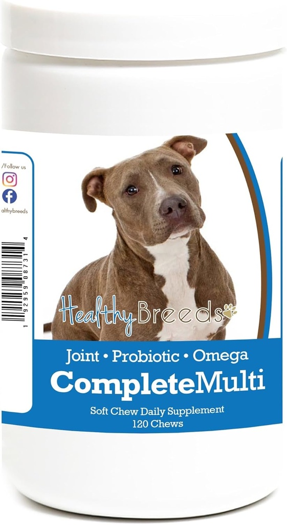 Gezond Ras Pit Bull Alle in één Multivitamine Zachte Kauw 120 Tellen