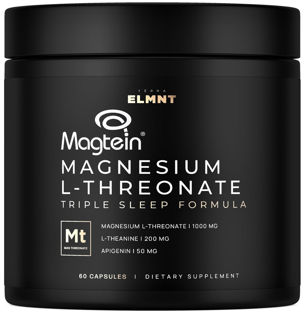 ELMNT Triple Sleep Magnesium Threonate w. Apigenin, Theanine & Magtein Magnesium L-Threonate - Hoge Absorptie Magnesium Supplement Capsules for Men and Women Magnesium Powder Pillen