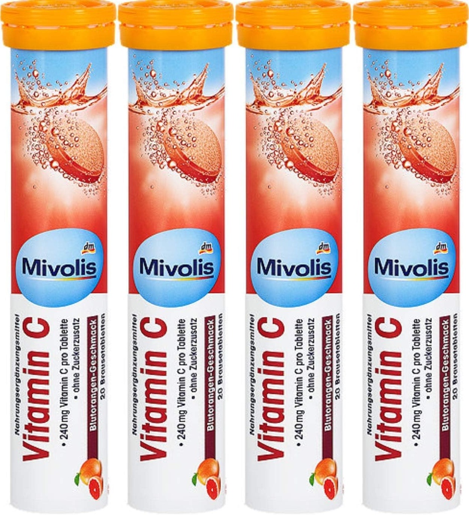 Mivolis Vitamine C bruistabletten - Dieetsupplementen 4 verpakkingen x 20 st.