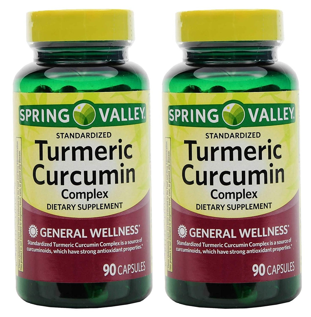 Spring Valley Stndr Kurkuma Complex Dieetsupplement Capsules, 500 mg, 90 Telfles, 2 Verpakking
