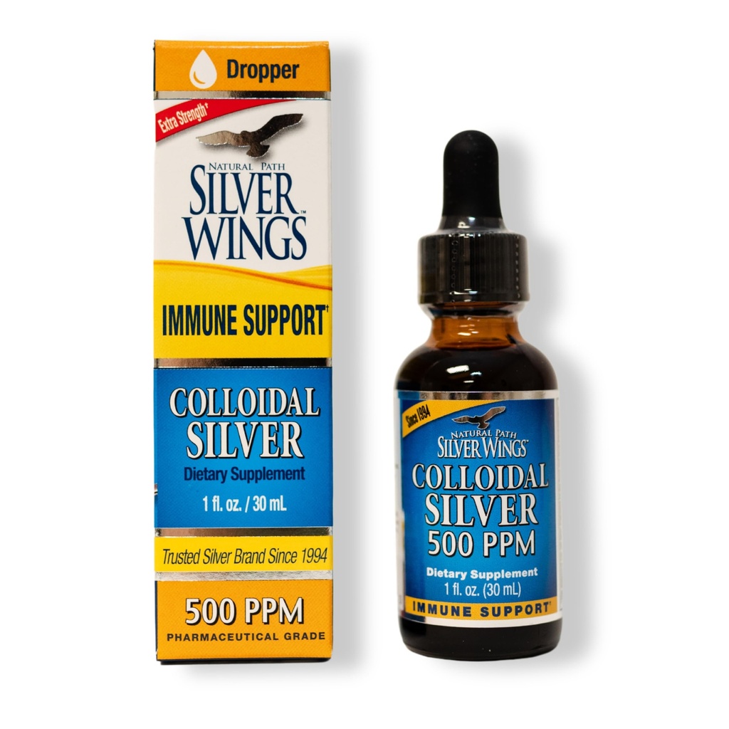 Natuurlijke pad Silver Wings Collective Silver 500PPM, Amber Brown Liquid Immune Support, 1 Fl Oz (verpakking van 1)