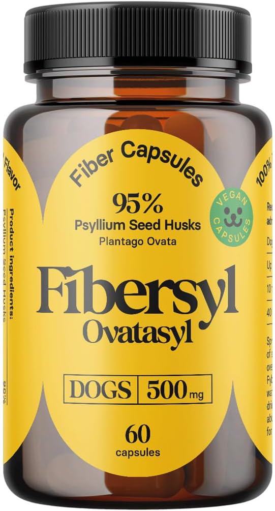 FiberSyl Ovatasyl Prebiotics for Dogs Digestive Health - Dog Fiber Supplements for Constipation Relief & Support - Psyllium Husk Seed for Dog' Digestion Problems - Dog Stool Hardener - 60 Capsules