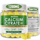 Calcium citraat Gummies 1200mg met vitamine D3 K2, Kauwbare calciumsupplementen voor vrouwen en mannen, hoge potentie ondersteuning B0ne, Te*th, sterkte & Immune Health, Mango smaak, non-GMO, suikervrij, 120 Ct