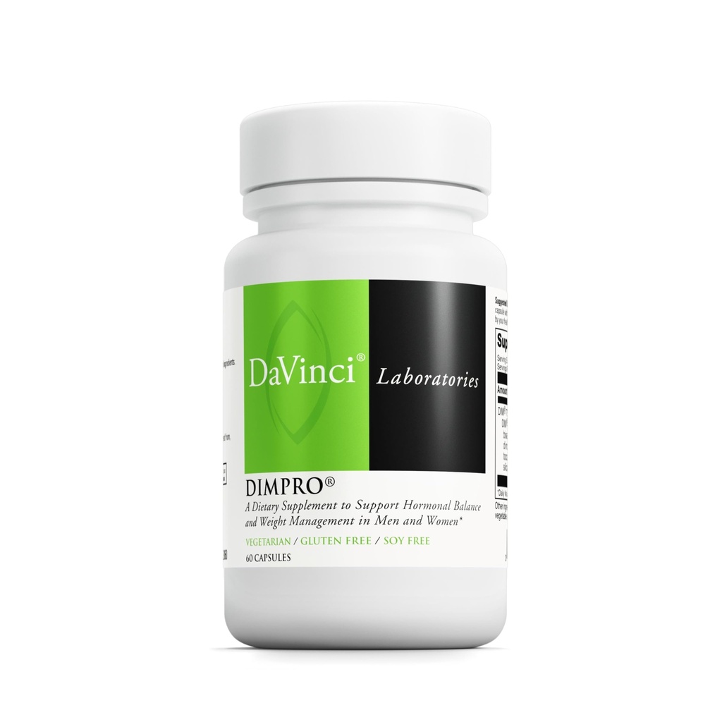 DAVINCI Labs DimPro - Dieetsupplement ter ondersteuning van de hormonale balans bij mannen en vrouwen en gezond gewicht management* - met vitamine E en meer - Vegetarisch - Soy-Free - Glutenvrije - 60 capsules