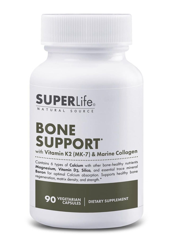 Botondersteuning met Calcium, Vitamine D3 & K2 (MK-7), Magnesium, Marine Collageen & Sea Trace Minerals Ondersteunt botdichtheid & sterkte, Verbetert minerale absorptie - 90 capsules
