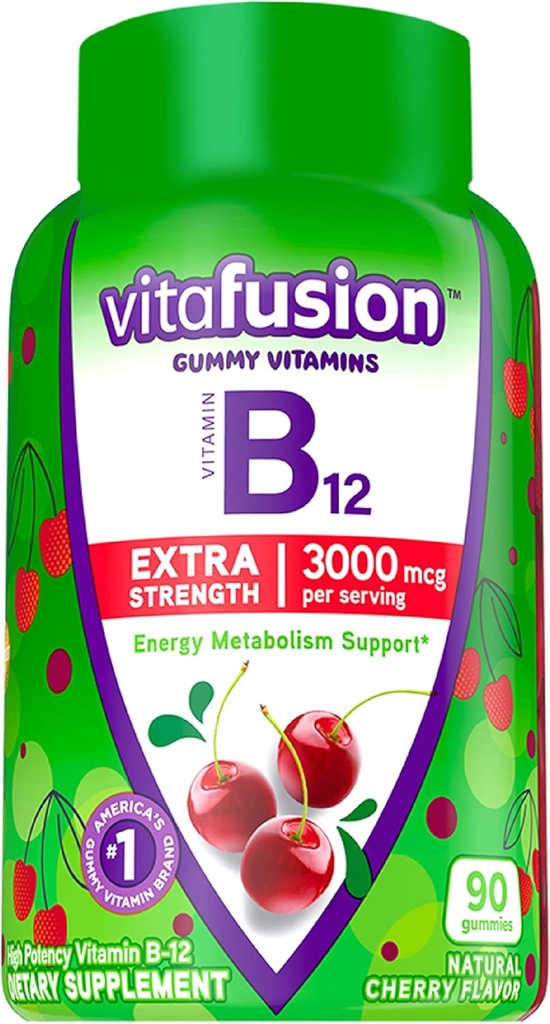 Vitafusie Vlierbessen Gummy Vitaminen 90ct Vitamine B12 Gummy Vitaminen Energie Metabolisme Zenuwstelsel Ondersteuning 90ct