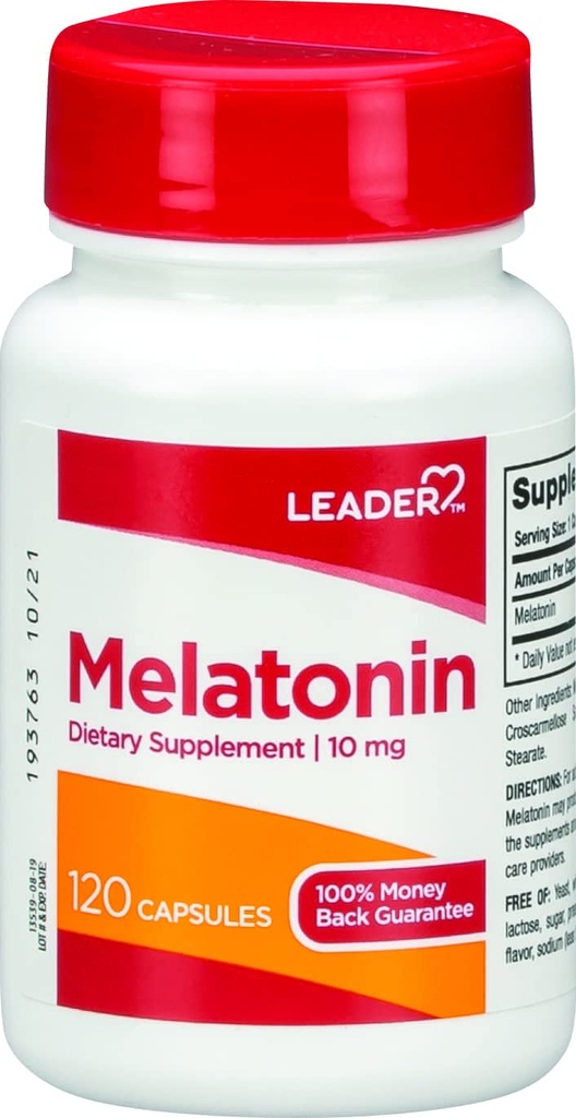 Leader Melatonine 10MG Capsules 120 Ct. Max Strength Slaaphulp voor slapeloosheid