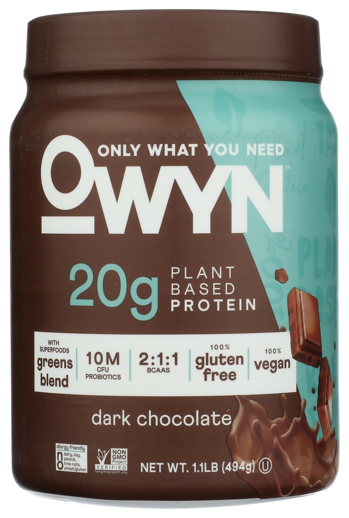 OWYN Alleen wat je nodig hebt plantaardige proteïne poeder, donkere chocolade, 1,17 lbs