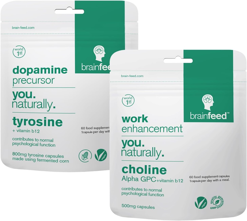 Hersensupplementen voor Geheugen en Focus 2Maandelijks-Supply 800mg L trench Dopamine Supplementen + 500mg Alpha GPC Choline Concentratiesupplementen