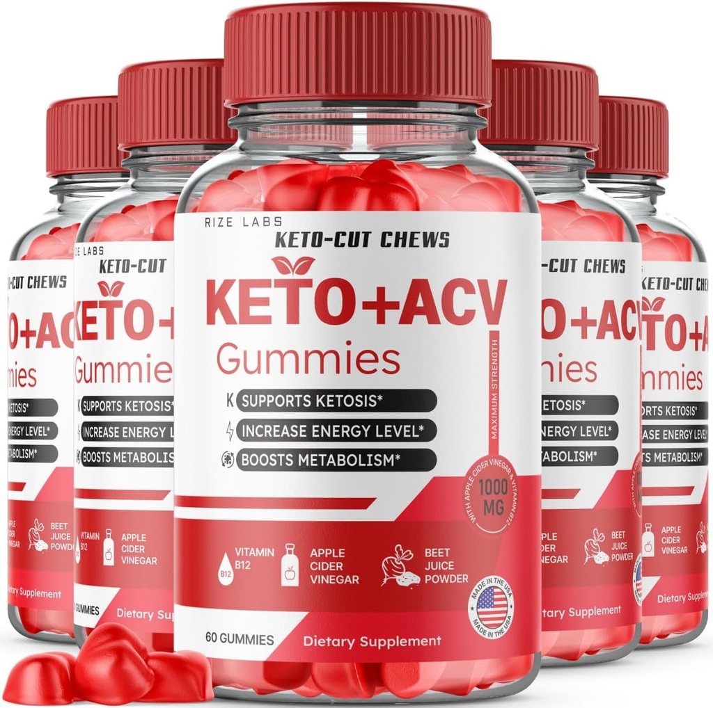(5 Pack) Keto-Cut Kauwen ACV Gummies - Keto-Cut Kauwt Premium Keto ACV voor gevorderd gewichtsverlies, Keto + ACV Gummy, Keto Cut Kauwt Maximale sterkte Supplement, KetoCut Kauwen Reviews (300 Gummies)