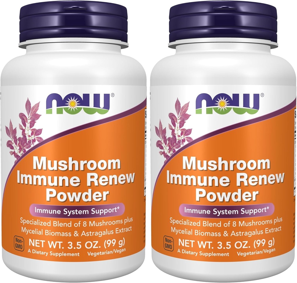 NOW Supplementen, Mushroom Immune Vernieuwd met Astragalus Root Extract, Immune System Support*, 3.5-Ounce (Pack of 2)