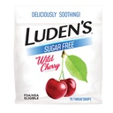 Luden's Sore Throat Relief Lozen voor Kleine Dagelijkse Irritatie & Droge Mond, Suiker Vrij Wild Cherry Flavored Drops, 75 Tellen