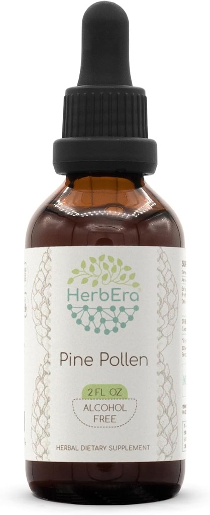 HerbEra Pine Pollen B60 Alcoholvrij Kruidenextract Tinctuur, Geconcentreerde Liquid Drops Natural (Song Hua Fen, Schotten Pine, Pinus Sylvestris) 2 fl oz