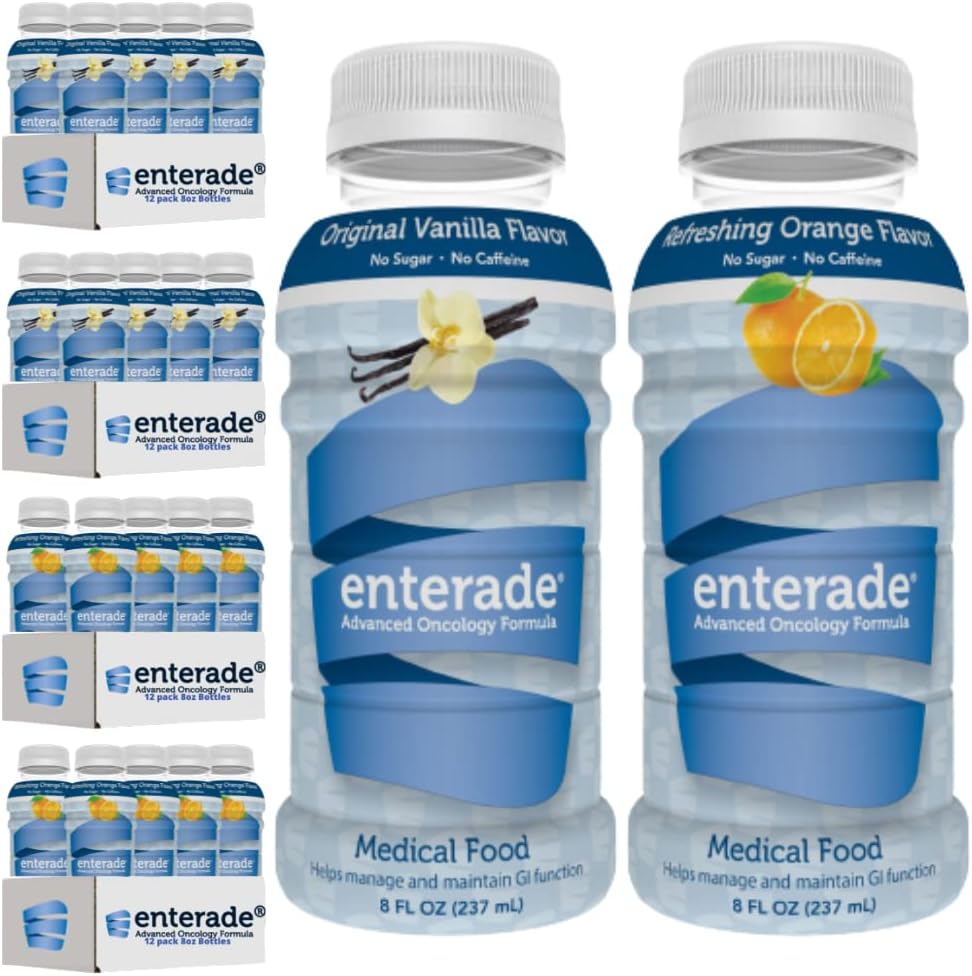enterade AO 48 flessen Oranje en Vanille Bundel, speciaal samengesteld om de behandeling GI bijwerkingen te verminderen, 8oz Oranje (2 verpakkingen van 12) + 8oz Vanille (2 verpakkingen van 12)