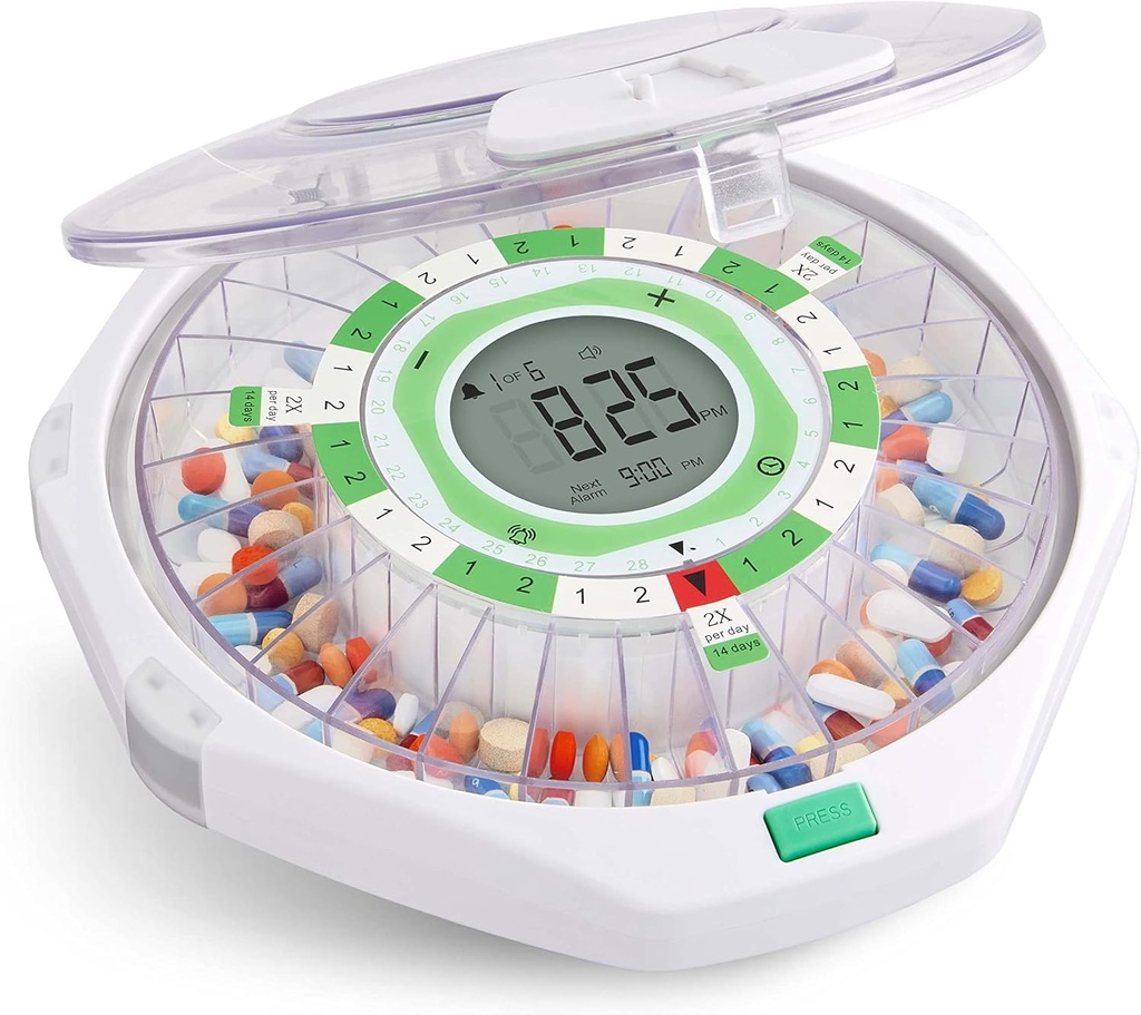 Live Fijne 28-dagen automatische pildispenser Gesinterde deksel met upgrade LCD-scherm en sleutel slot, geluid & licht voor .. , Medicatie , Vitaminen , Supplementen & meer