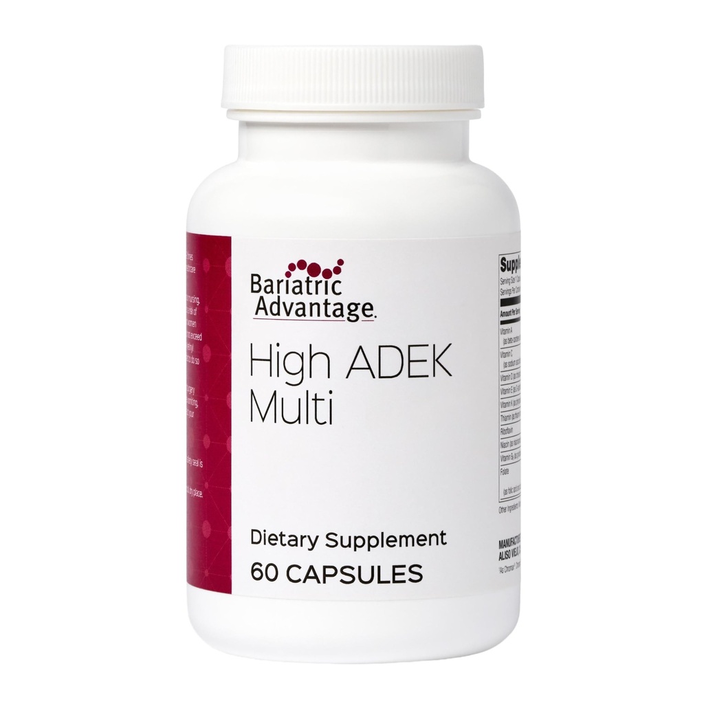 Bariatric Advantage High ADEK Multi - for Bariatric Surgery Patients - Multivitamin with Vitamins A, D, E, K & Trace Minerals - 100%+ DV of ADEK - 60 Capsules