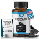 Geactiveerde Charcoal Capsules 1200 MG, 60 Veg Caps, 30-Days Premium Detox & Digestive Support, Gas & Bloating Relief, Organic Coconut Shell Charcoal, Gut Health, USA Made.