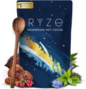 RYZE SUPERFOODS Mushroom Hot Cocoa Melatonin Sleep Supplement, Keto Cocoa Powder with Reishi Mushroom, Melatonin, Glycine, Cacao, L-Theanine, Chicory to Help Fall Asleep and Stay Asleep, 20 Servings
